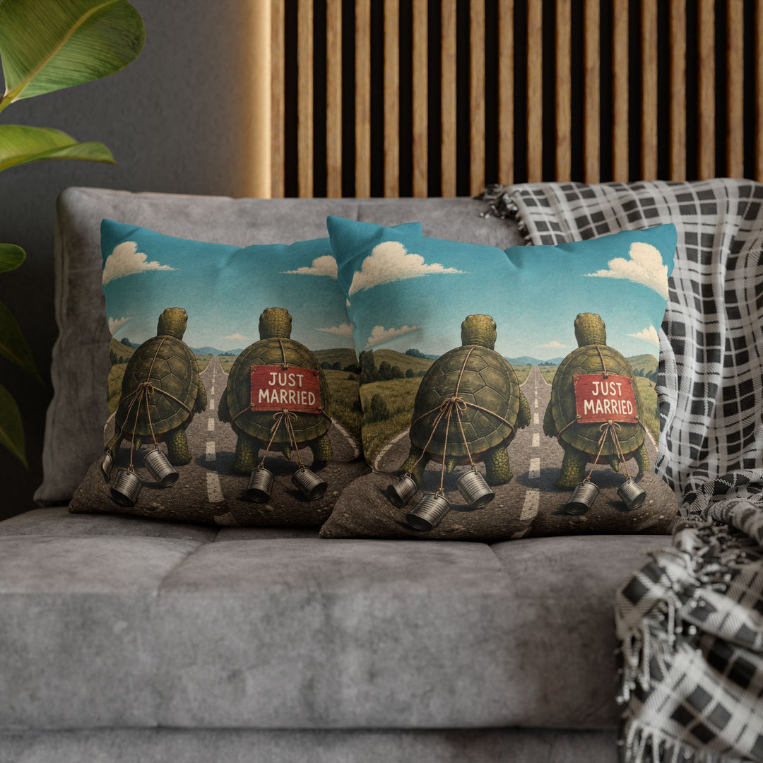 The Long Haul – Turtle Wall Art with Two Turtles on an Open Road – Pillow / Cover