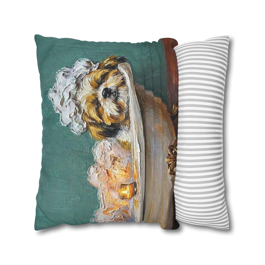 "Spa Day" - Shih Tzu Pillow Cover - Dog Lover Home Decor