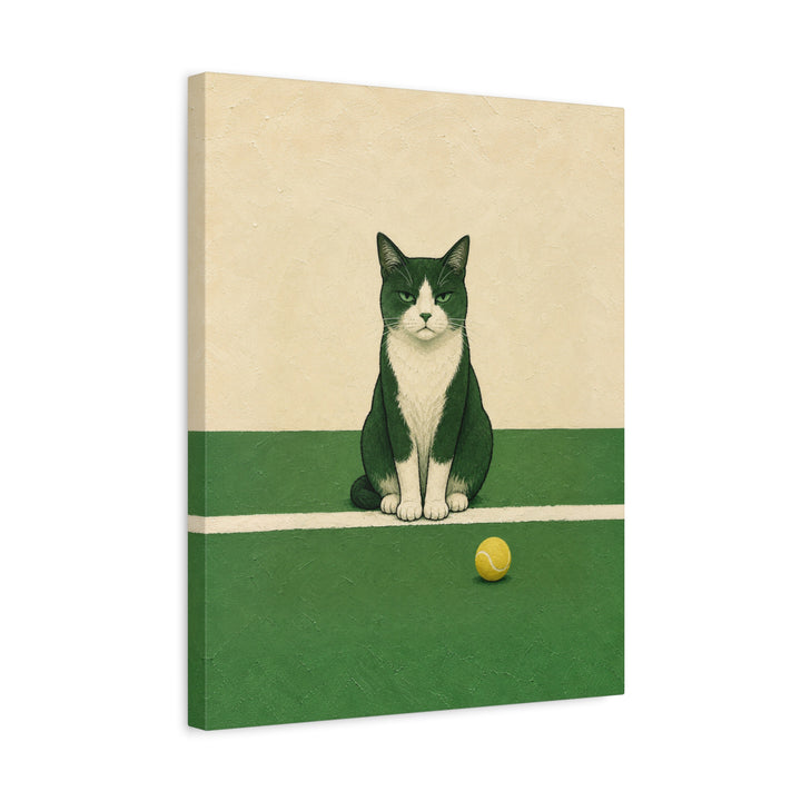 Line Judge – Tennis Wall Art with a Cat Exactly on the Baseline – Canvas / Framed Canvas