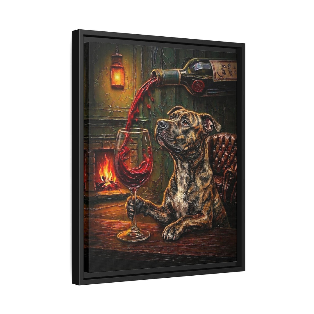 Pit Bull Wine Wall Art, Funny Bar Cart Dog Print for Wine Lovers, Canvas or Framed