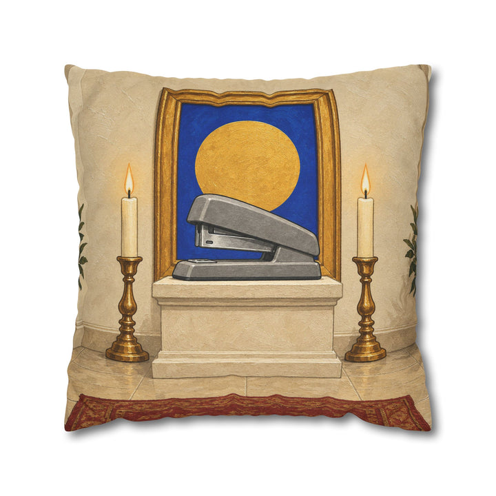 The Sacred Stapler – Funny Office Decor with a Gilded Desk Relic – Pillow / Cover