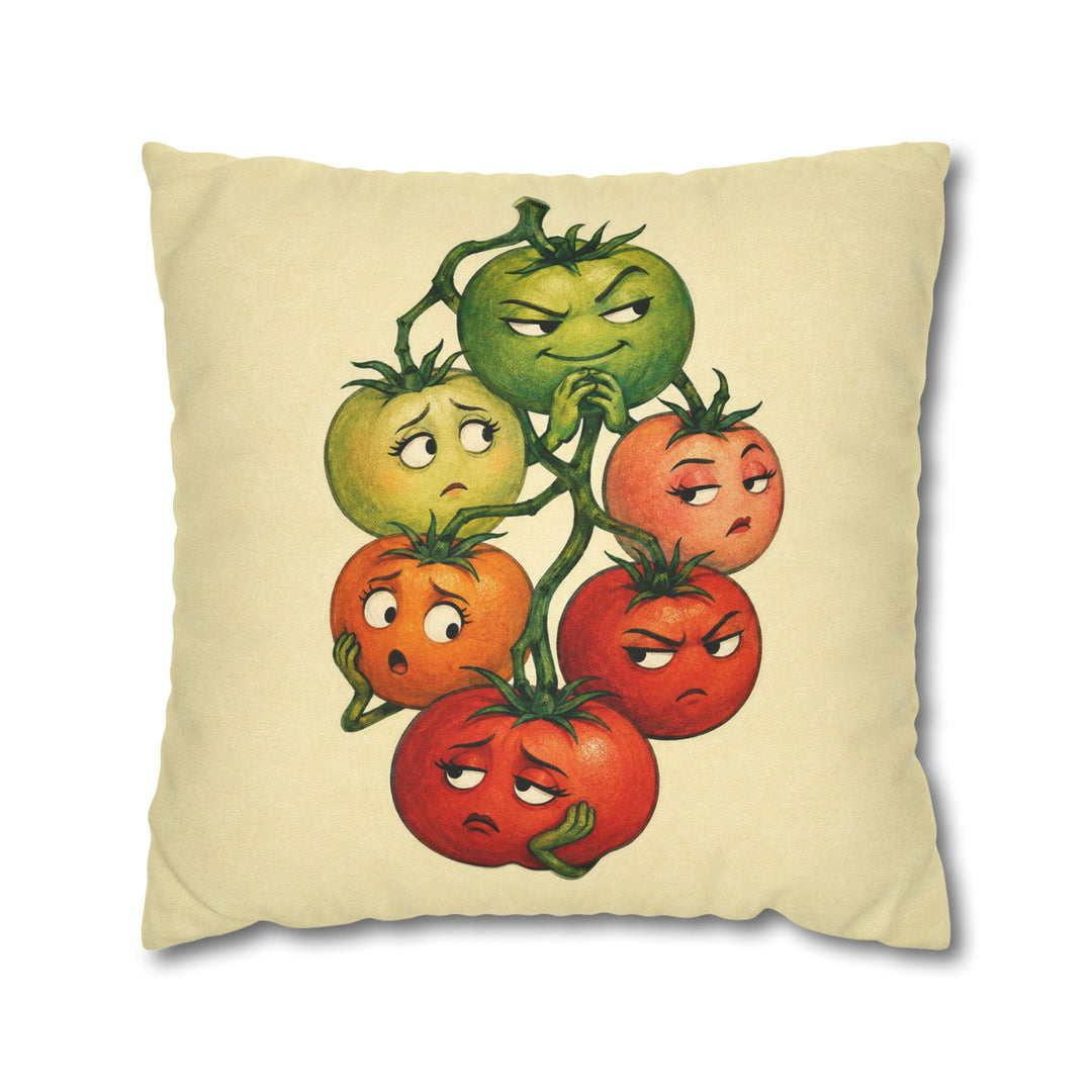Tomato Drama – Funny Kitchen Art with a Vine at Every Ripeness – Pillow / Cover