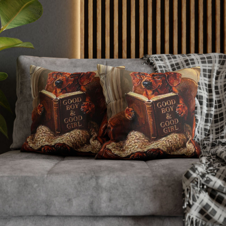 "Evening Read" - Dachshund Throw Pillow - Dog Lover Home Decor