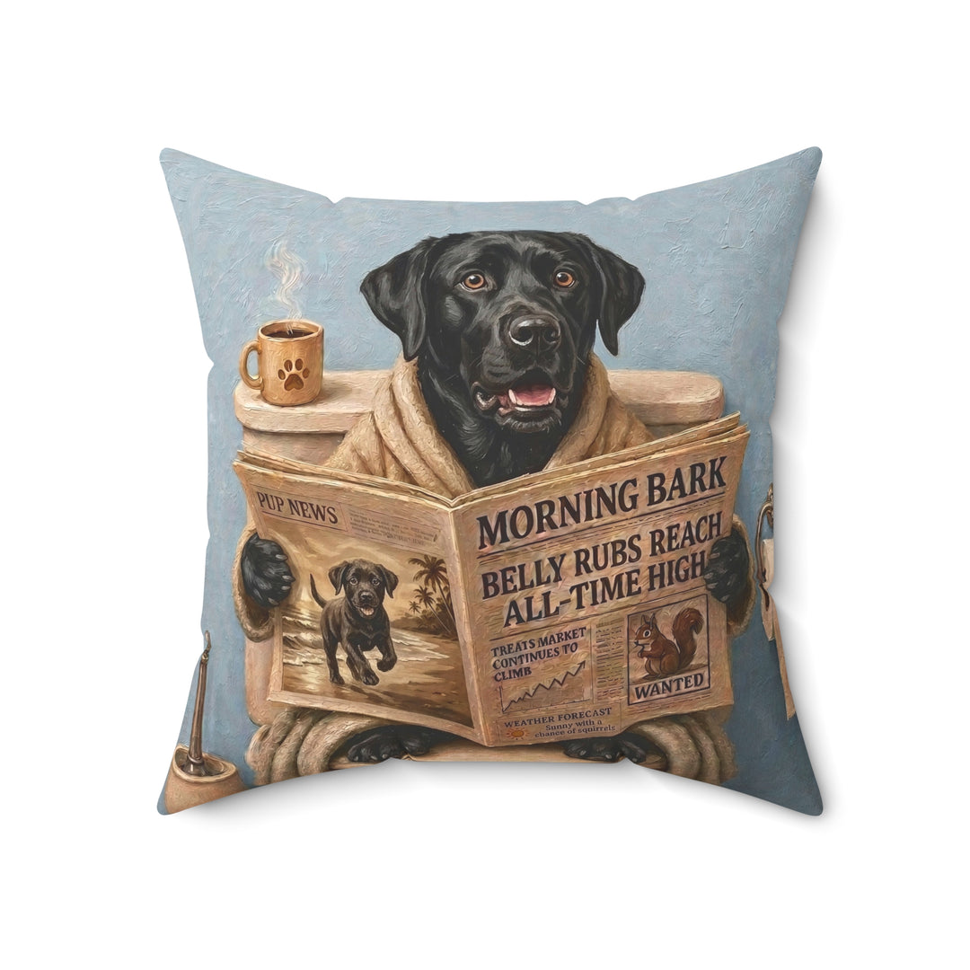 "Morning Business" - Labrador Throw Pillow - Dog Lover Home Decor
