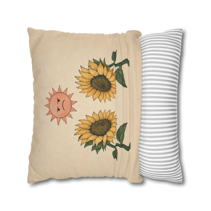 Sunflower Standoff – Botanical Wall Art with Two Blooms Facing Each Other – Pillow / Cover