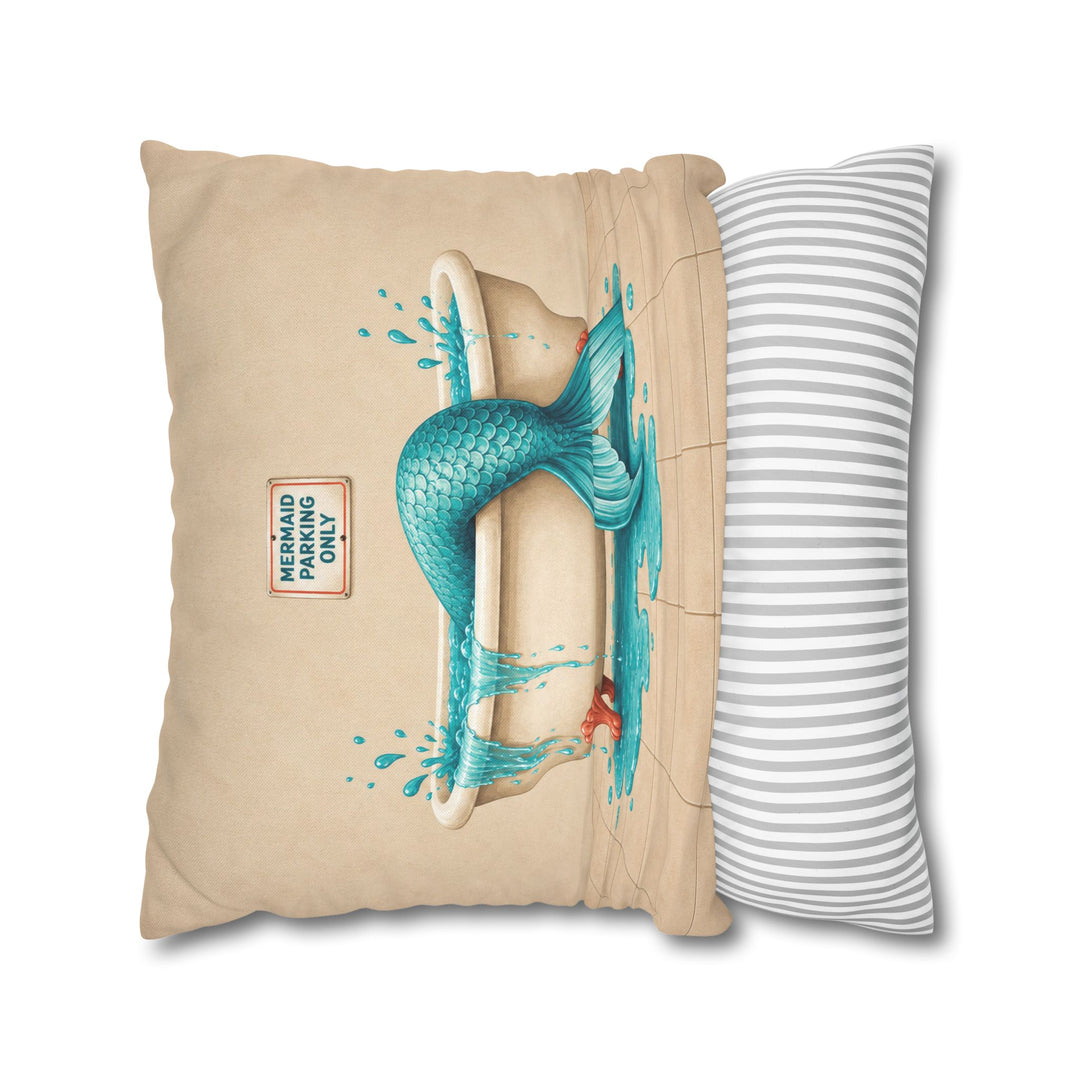 Mermaid Parking Only – Mermaid Wall Art with a Tail Over the Tub – Pillow / Cover