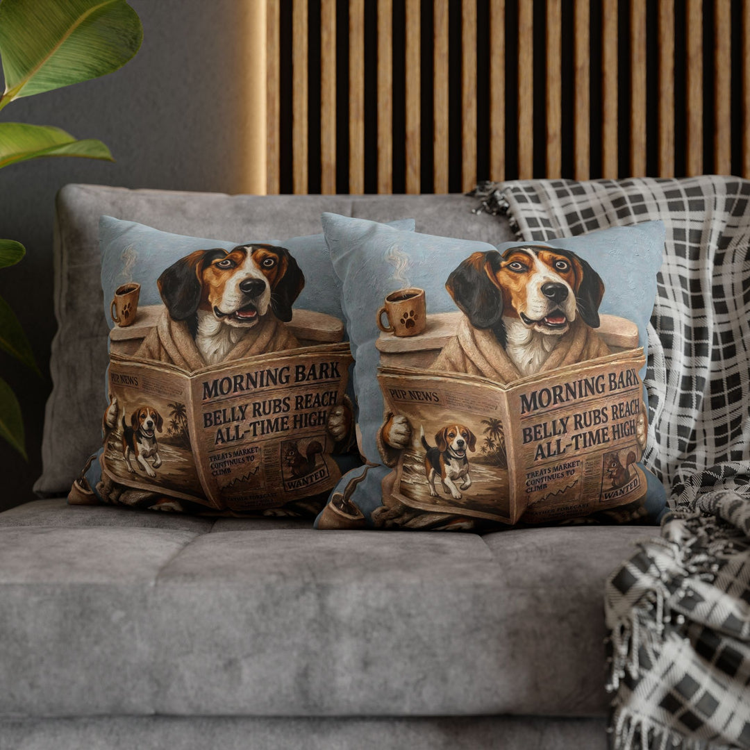 "Morning Business" - Beagle Throw Pillow - Dog Lover Home Decor