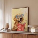 "Our Future is Bright" - Golden Retriever Vertical Framed Canvas - Animal Book Humor Wall Art