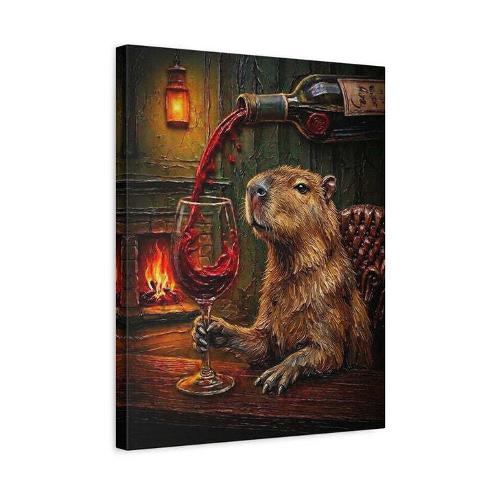 "Wine & Spirit" - Capybara Vertical Canvas - Spirit Animal Wall Art