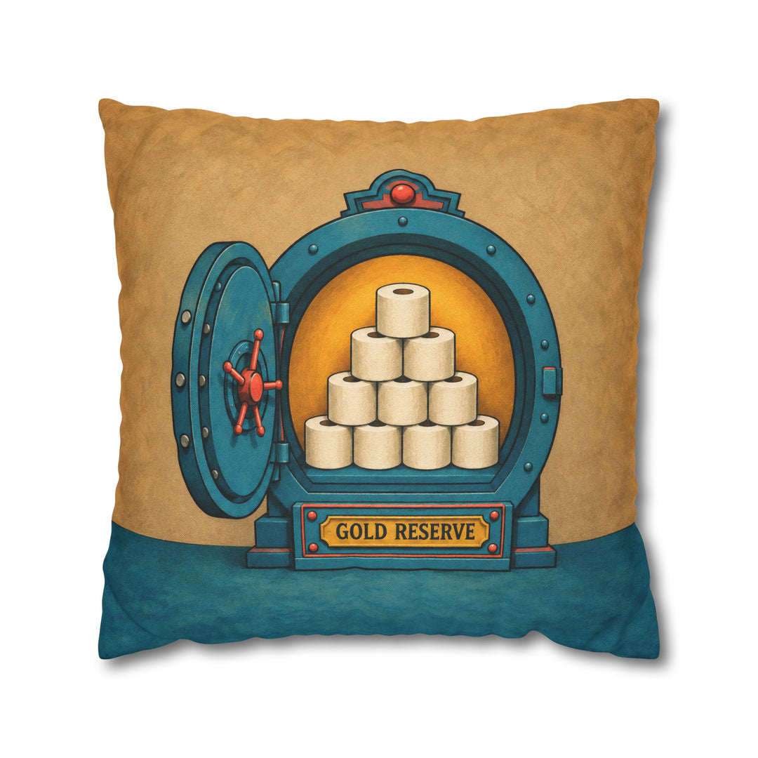 The Gold Reserve – Funny Bathroom Art with a Toilet Paper Vault – Pillow / Cover