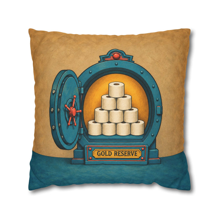 The Gold Reserve – Funny Bathroom Art with a Toilet Paper Vault – Pillow / Cover