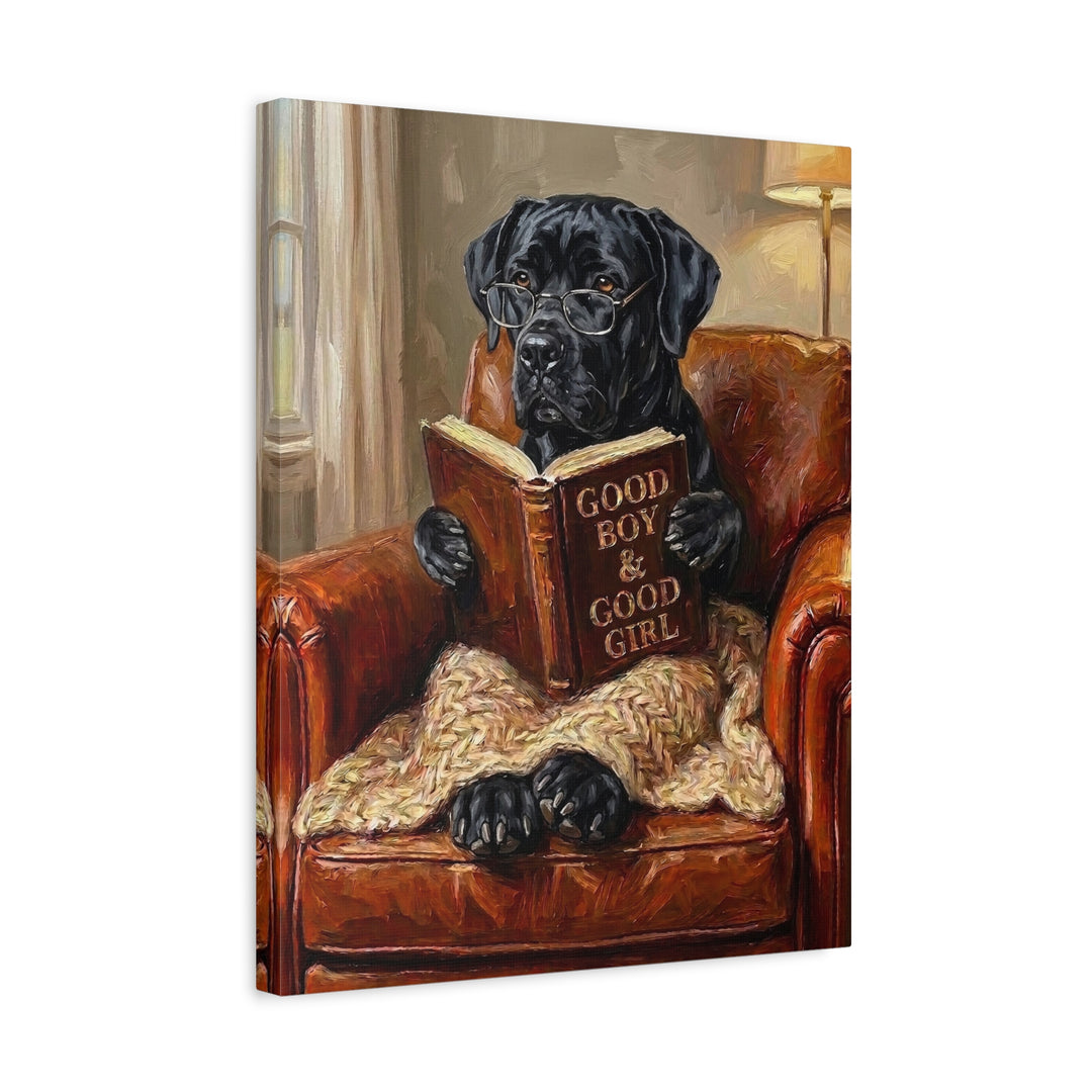 "Evening Read" - Cane Corso Vertical Canvas - Dog Lover Wall Art