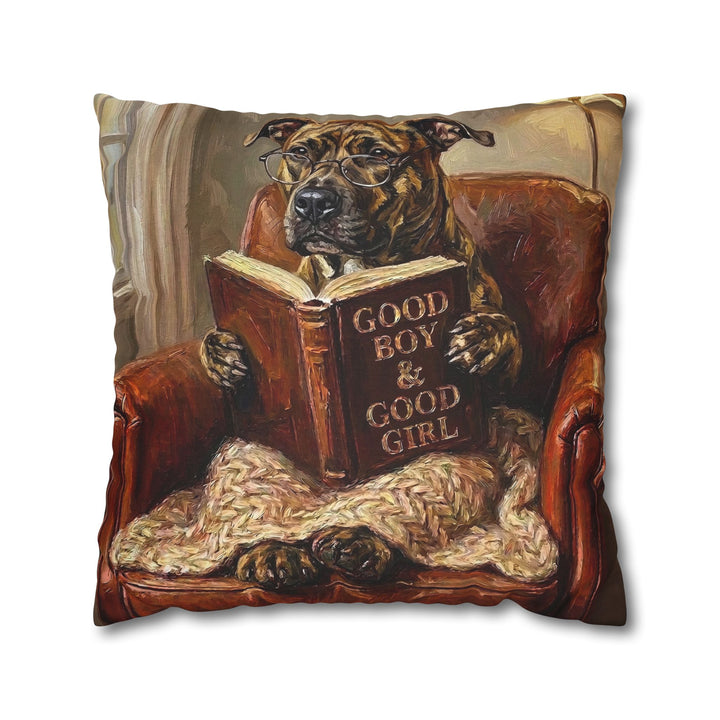 "Evening Read" - Pit Bull Throw Pillow - Dog Lover Home Decor