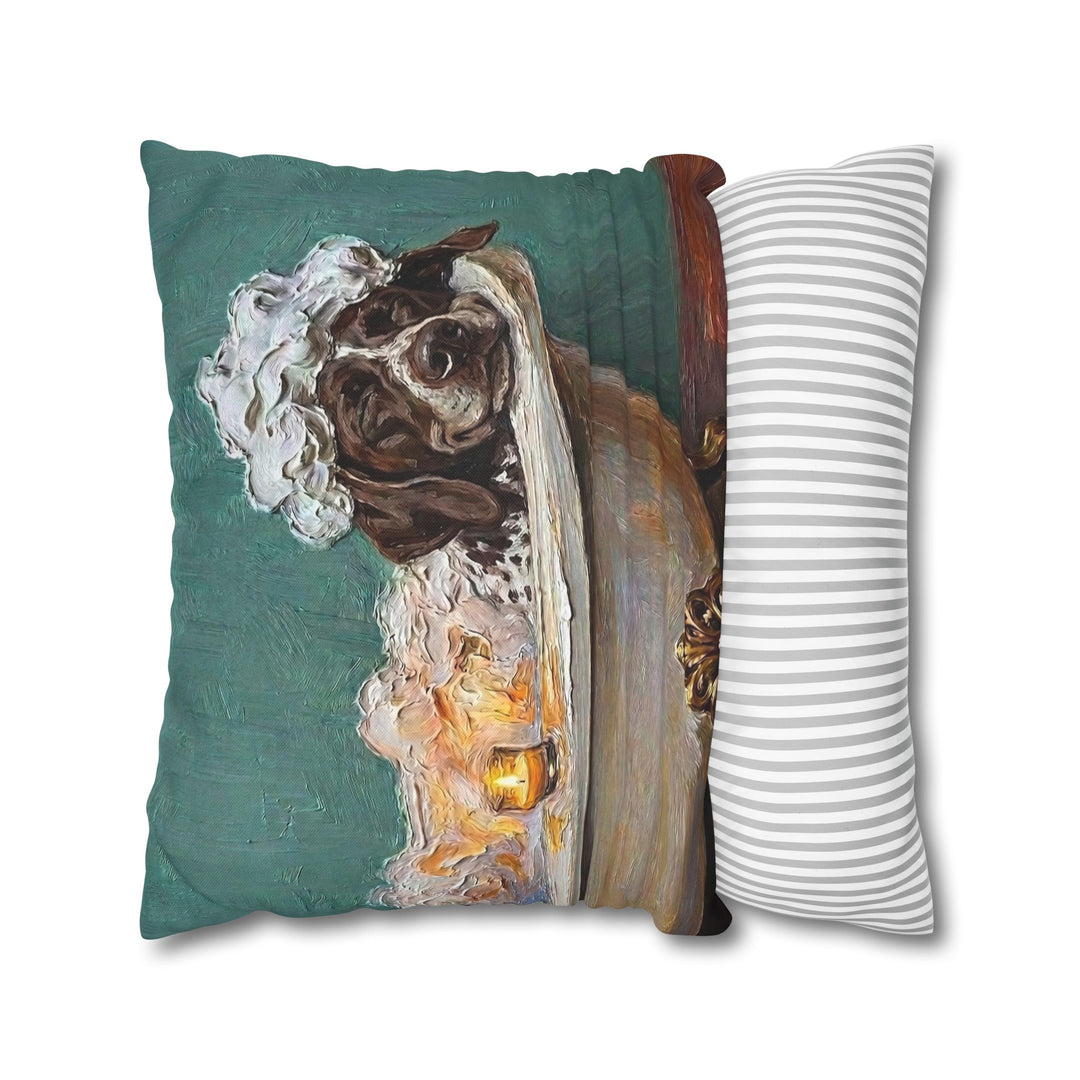 "Spa Day" - German Shorthaired Pointer Throw Pillow - Dog Lover Wall Art Home Decor