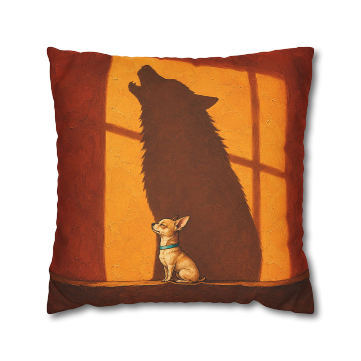 The Inner Wolf – Dog Wall Art with a Tiny Sitter and a Towering Shape – Pillow / Cover