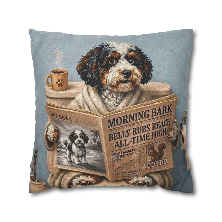 "Morning Business" - Bichon Frise Pillow Cover - Dog Lover Home Decor