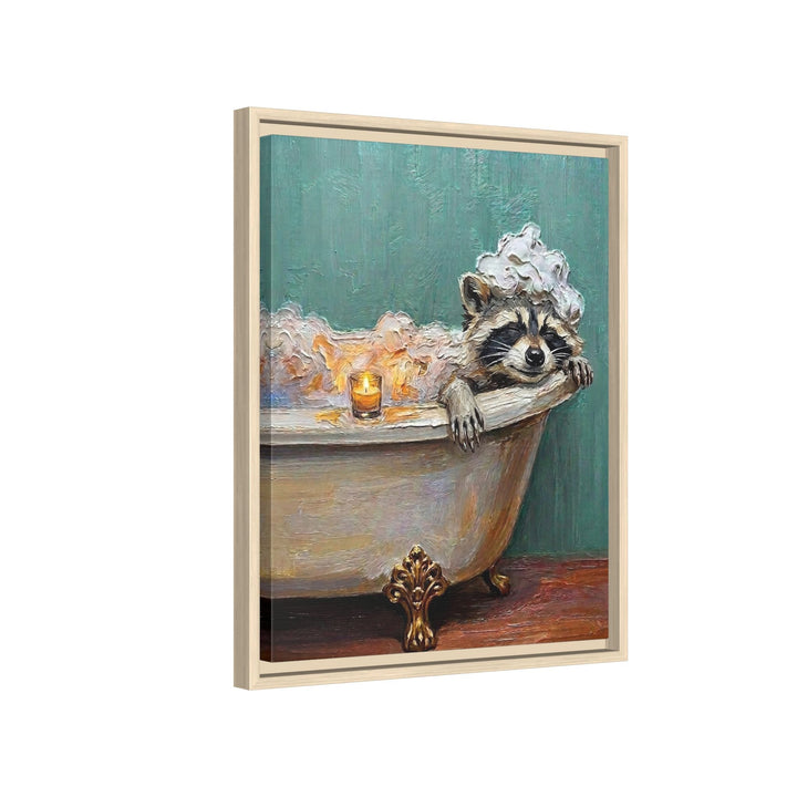"Bubble Time" - Raccoon Vertical Framed Canvas - Spirit Animal Wall Art