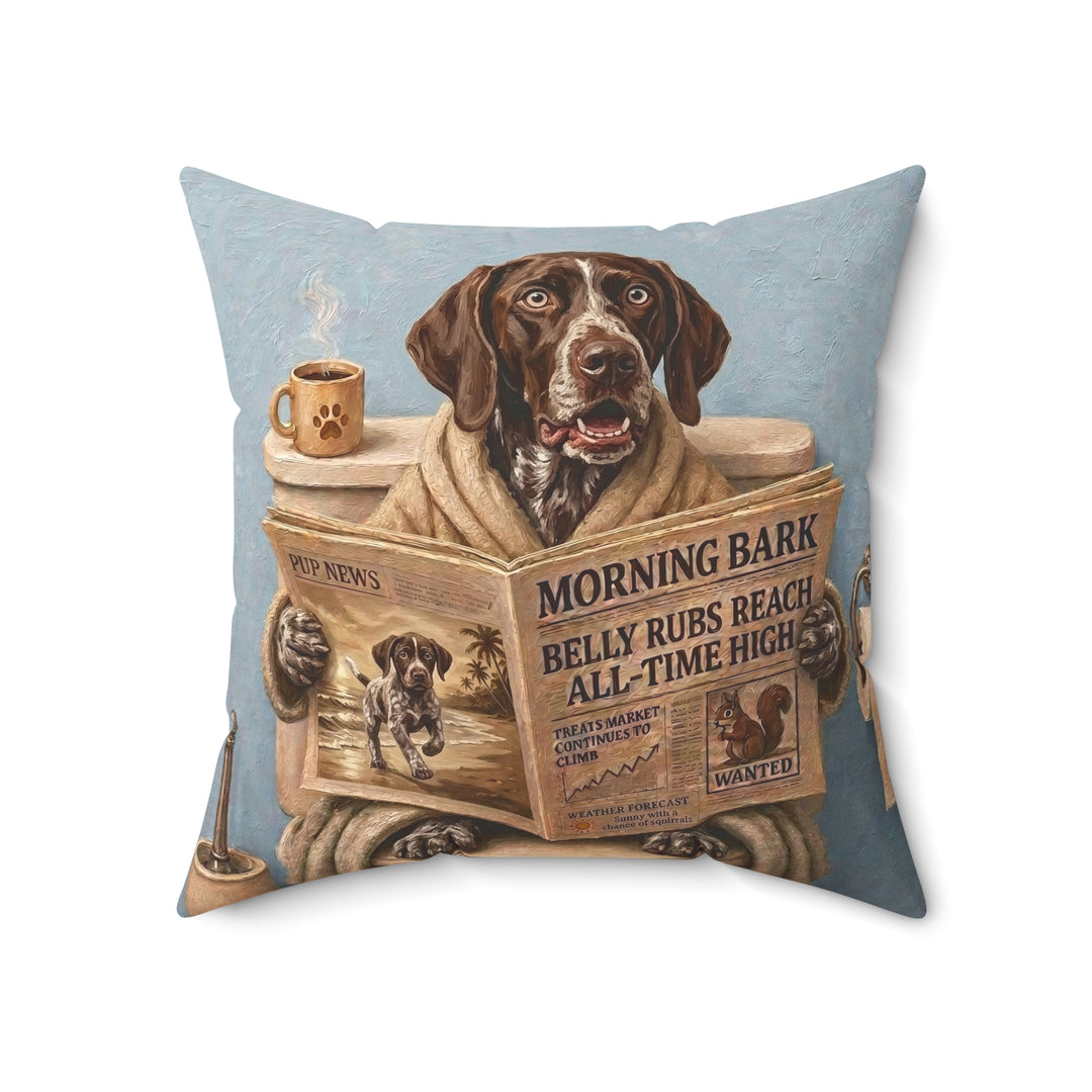"Morning Business" - German Shorthaired Pointer Throw Pillow - Dog Lover Home Decor
