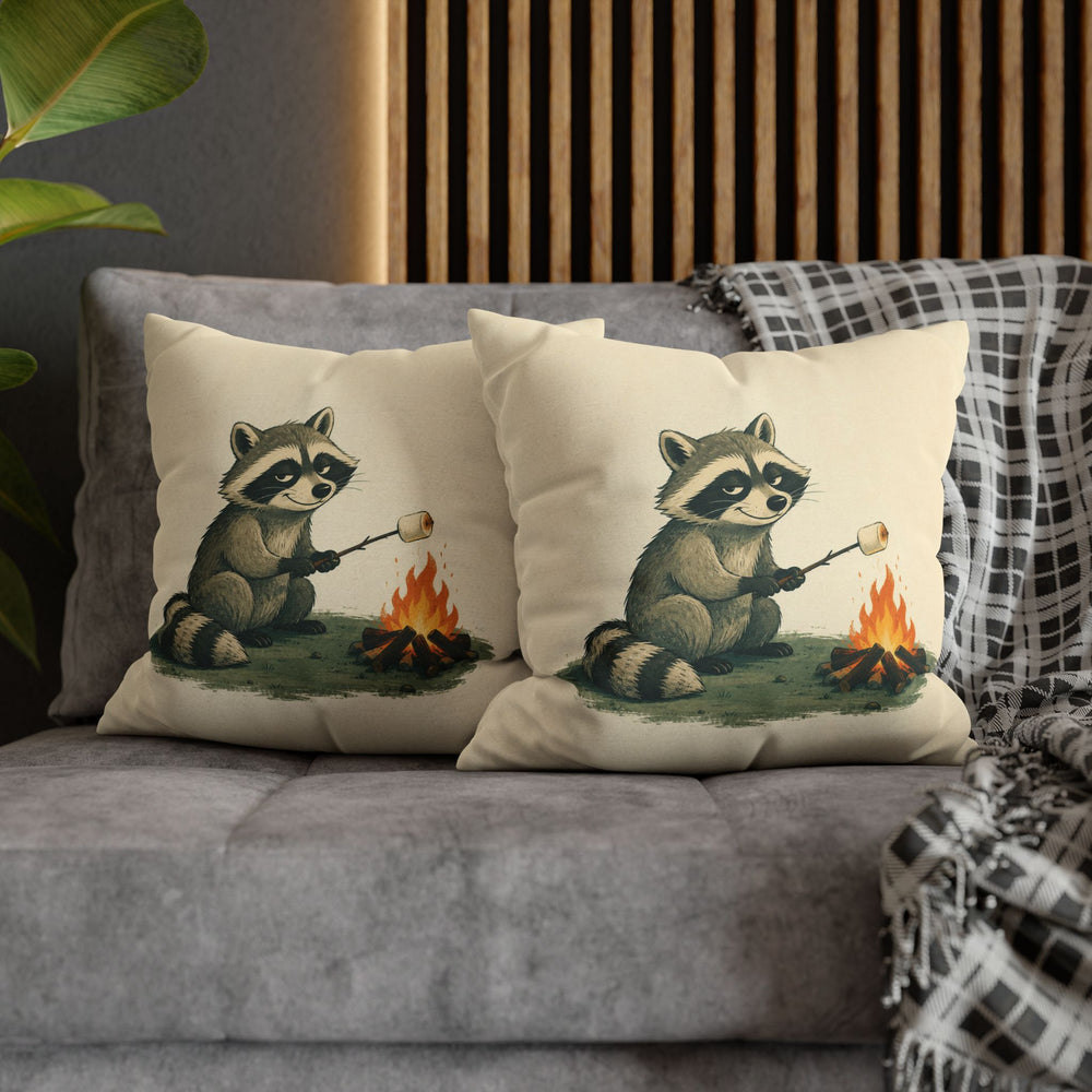 S'more Patrol – Raccoon Wall Art with a Borrowed Marshmallow – Pillow / Cover