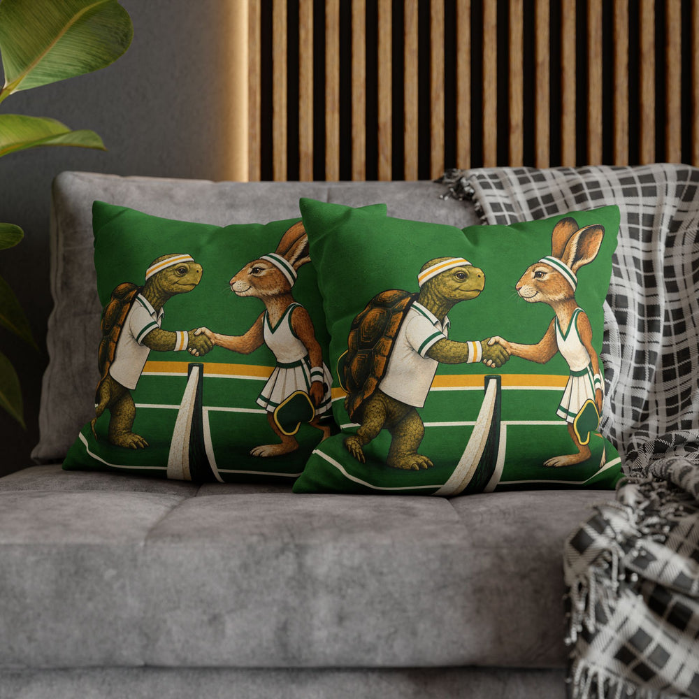Sunday League – Pickleball Art with a Tortoise and Hare Handshake – Pillow / Cover