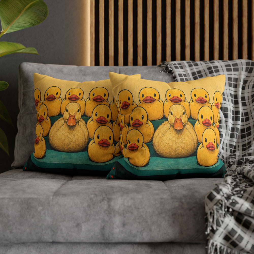 The Duck Collector – Duck Wall Art with a Rubber Fleet in the Bath – Pillow / Cover