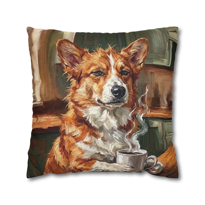 "Before Coffee" - Corgi Throw Pillow - Dog Lover Home Decor