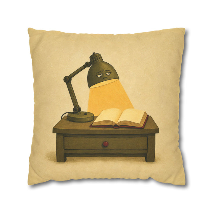 One More Chapter: The Lamp – Reading Lamp Art with a 2 AM Glow Over Pages – Pillow / Cover