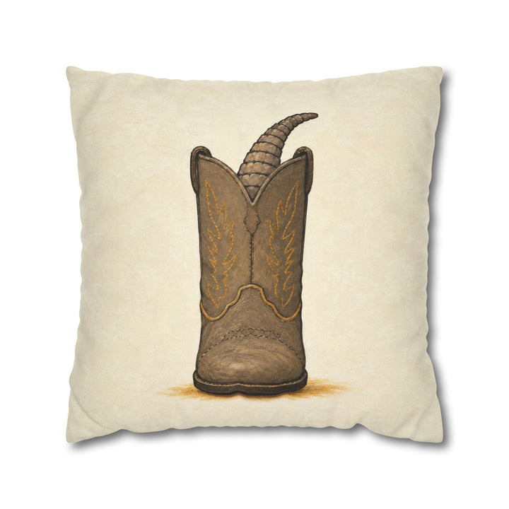 Boots & Paws – Cowboy Decor with an Armadillo Asleep in a Boot – Pillow / Cover