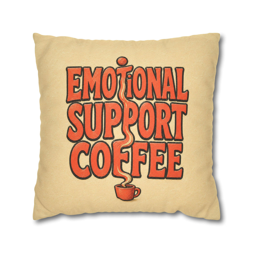 Emotional Support Coffee – Funny Kitchen Art with Thick Words and Rising Steam – Pillow / Cover