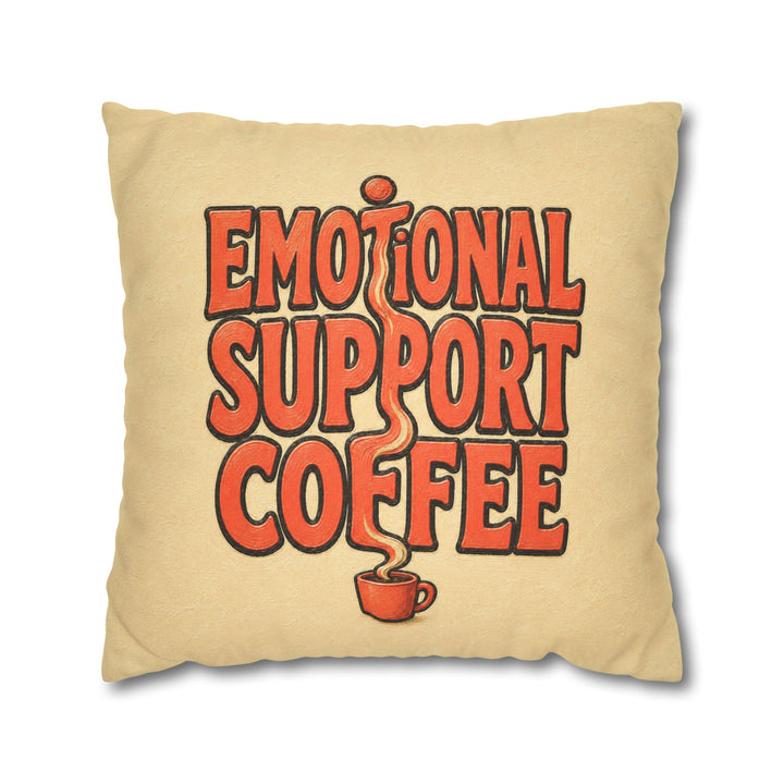 Emotional Support Coffee – Funny Kitchen Art with Thick Words and Rising Steam – Pillow / Cover