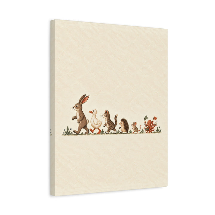 The Parade – Bunny Nursery Decor with a Size Ordered Animal March – Canvas / Framed Canvas