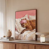 "Beauty Sleep" - Capybara Vertical Framed Canvas - Spirit Animal Wall Art