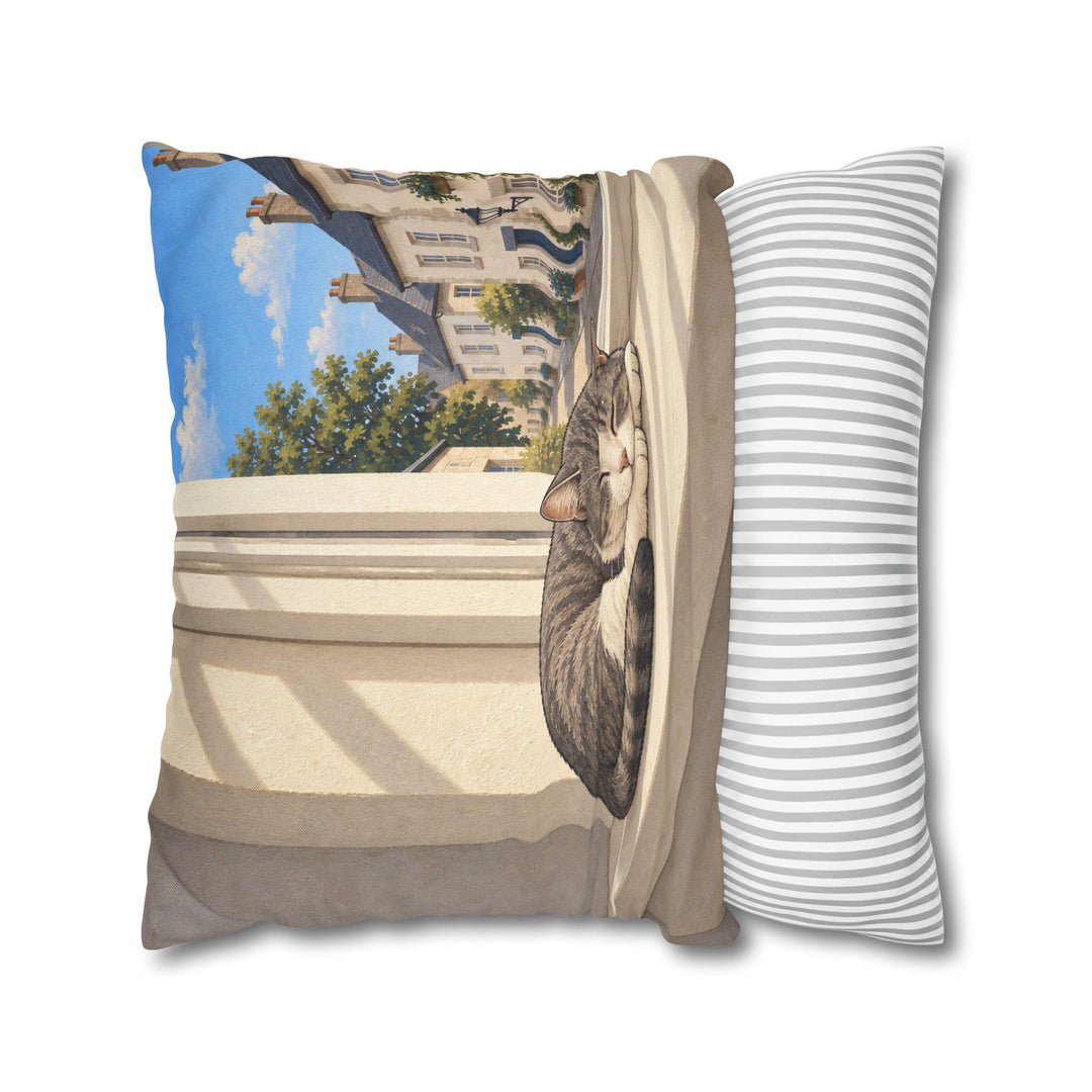Window Nap – Therapy Office Decor with a Cat in Soft Light – Pillow / Cover