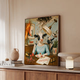 "Unfazed" - Cow Vertical Framed Canvas - Dark Burnout Humor Wall Art