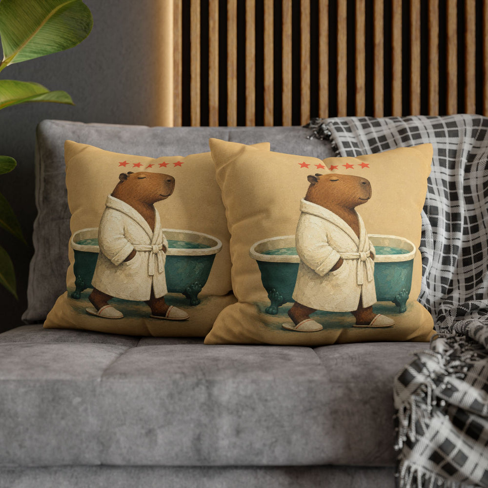 Five Star Stay – Bathroom Wall Art with a Capybara Spa Soak – Pillow / Cover
