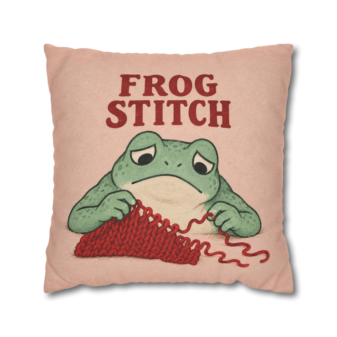 Frog Stitch – Yarn Art with Sad Rows Being Unravelled – Pillow / Cover