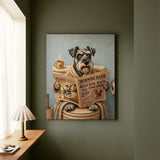 "Morning Business" - Schnauzer Vertical Canvas - Dog Lover Wall Art