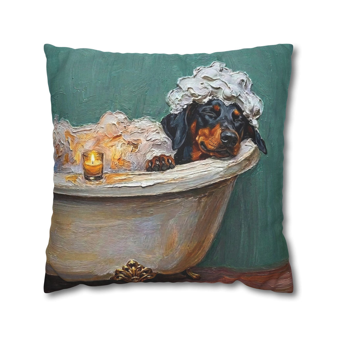 "Spa Day" - Doberman Throw Pillow - Dog Lover Home Decor