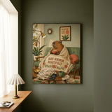 "Bare Minimum" - Capybara Vertical Canvas - Dark Burnout Humor Wall Art