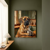 "Before Coffee" - Mastiff Vertical Canvas - Dog Lover Wall Art