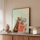"Stay Calm While Everything Burns" - Capybara Vertical Framed Canvas - Animal Book Humor Wall Art