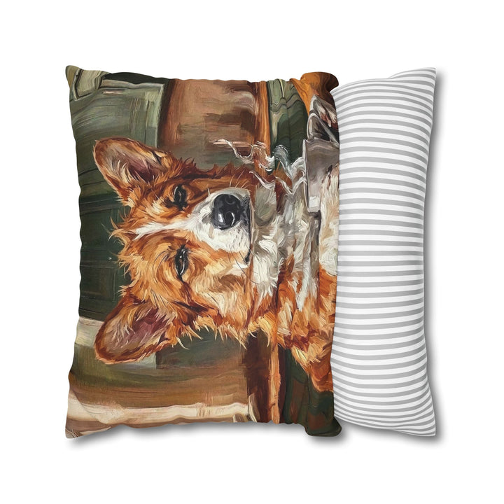 "Before Coffee" - Corgi Throw Pillow - Dog Lover Home Decor
