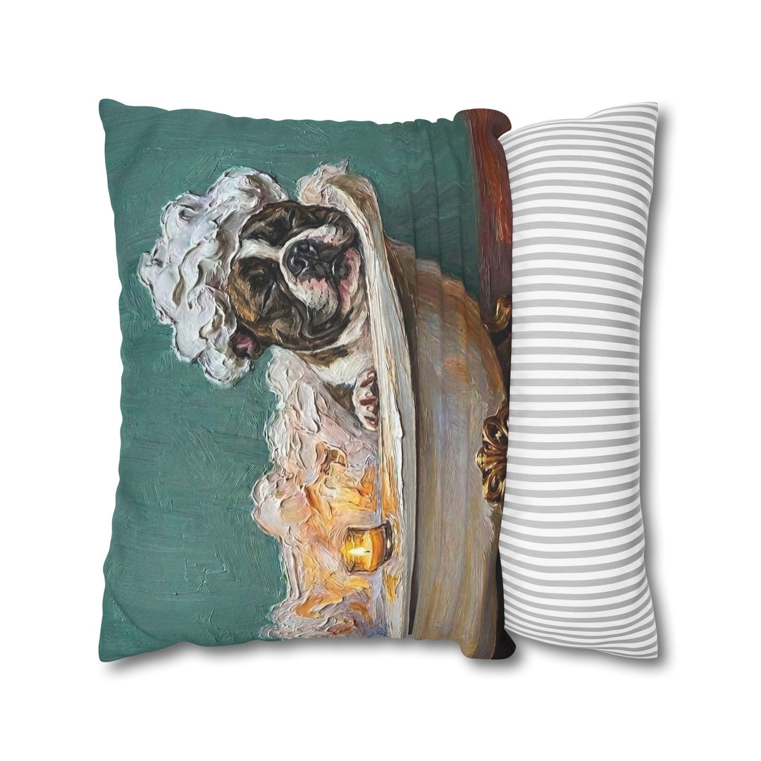 "Spa Day" - French Bulldog Pillow Cover - Dog Lover Wall Art Home Decor