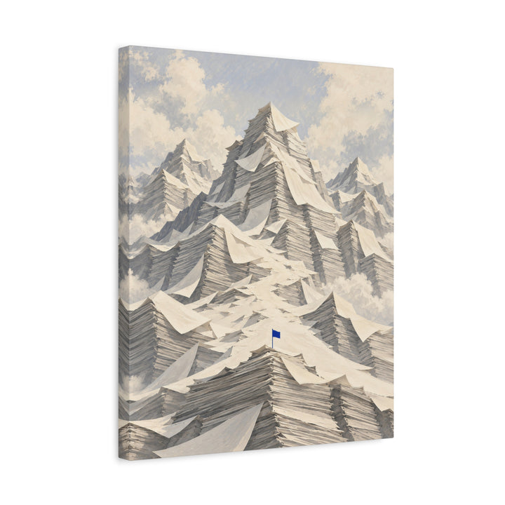 Inbox Mountain – Funny Office Wall Art with a Paper Alpine Range – Canvas / Framed Canvas