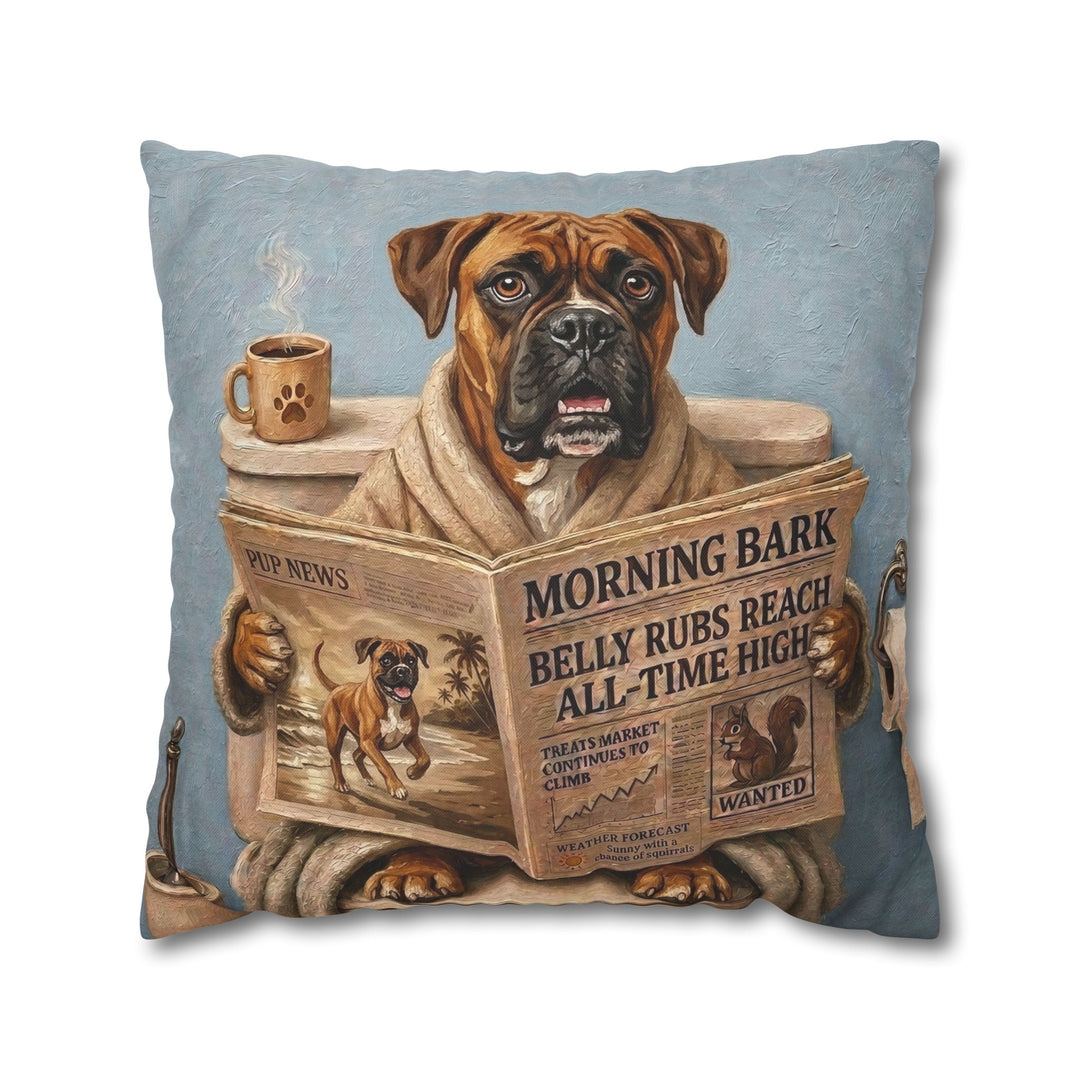 "Morning Business" - Boxer Throw Pillow - Dog Lover Home Decor