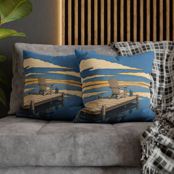 Lake Glass – Lake House Wall Art with a Dock and an Empty Chair – Pillow / Cover