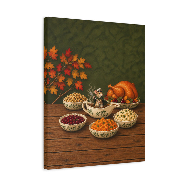 The Gravy Regatta – Kitchen Wall Decor with a Mouse Sailing the Sauce – Canvas / Framed Canvas