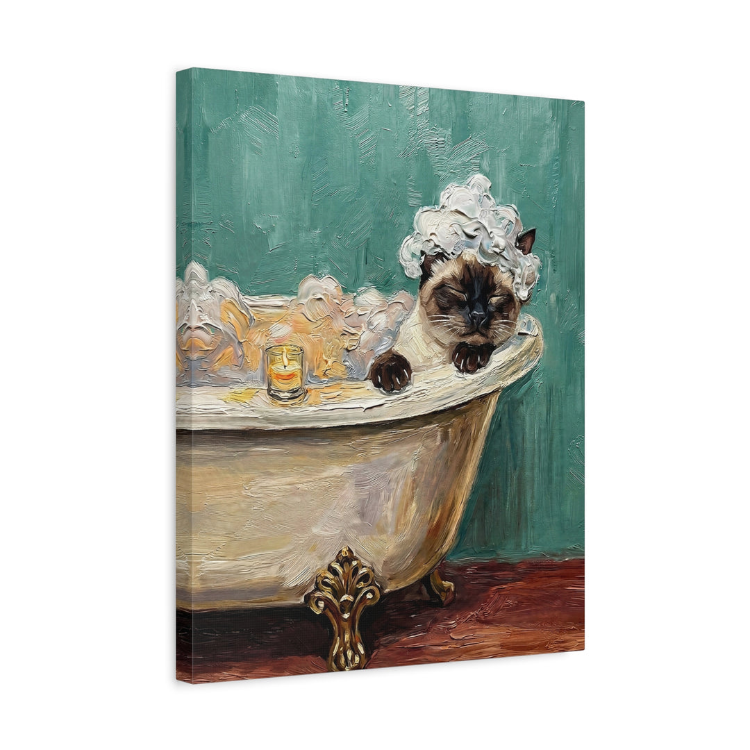 "Spa Day" - Colorpoint Vertical Canvas - Cat Lover Wall Art
