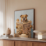 "Morning Business" - English Bulldog Vertical Framed Canvas - Dog Lover Wall Art