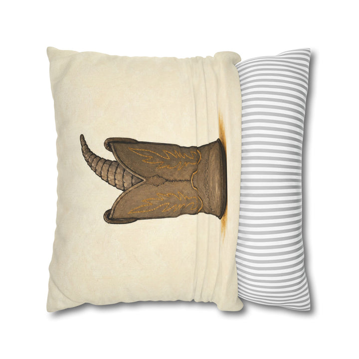 Boots & Paws – Cowboy Decor with an Armadillo Asleep in a Boot – Pillow / Cover